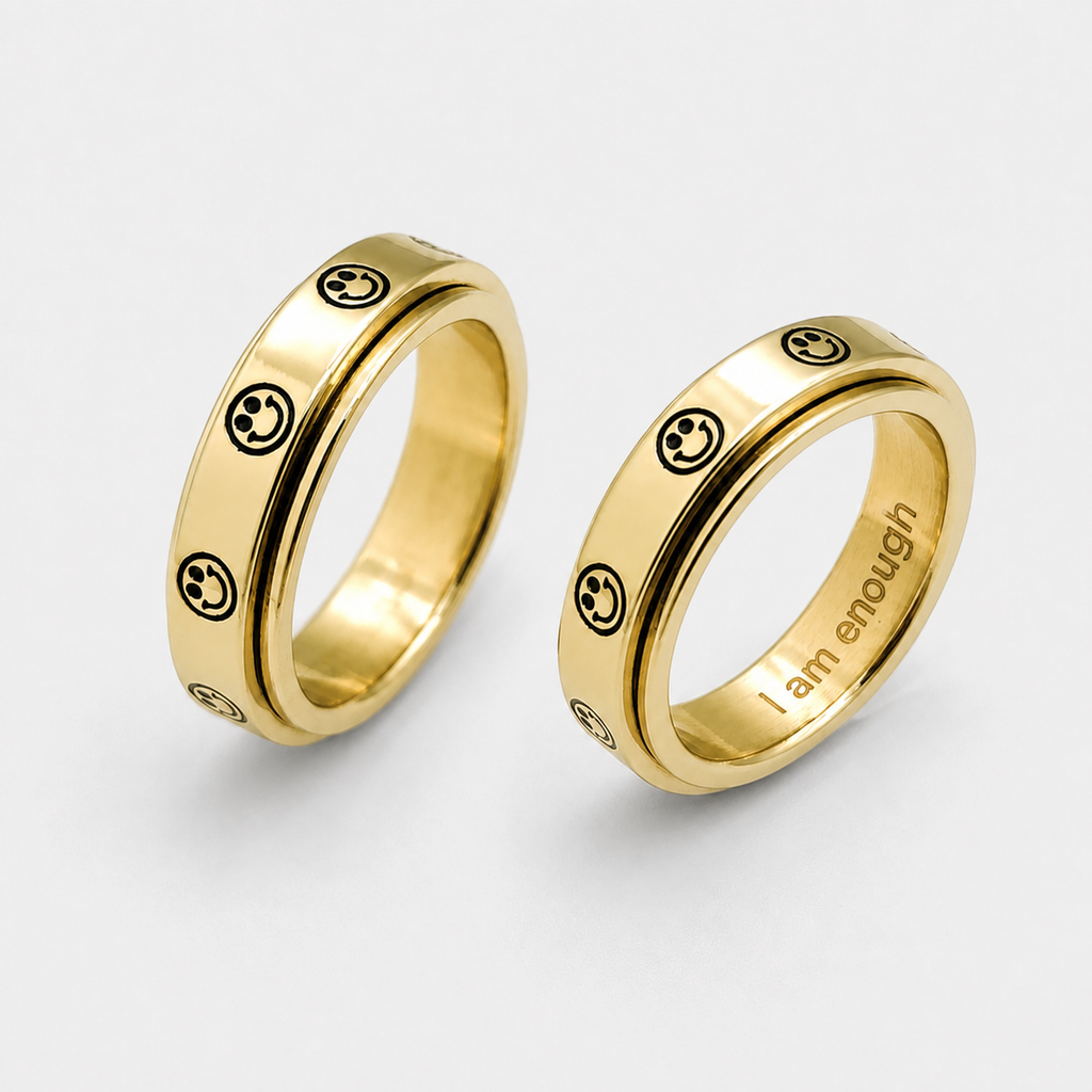 Smiley Anxiety Ring – I Am Enough
