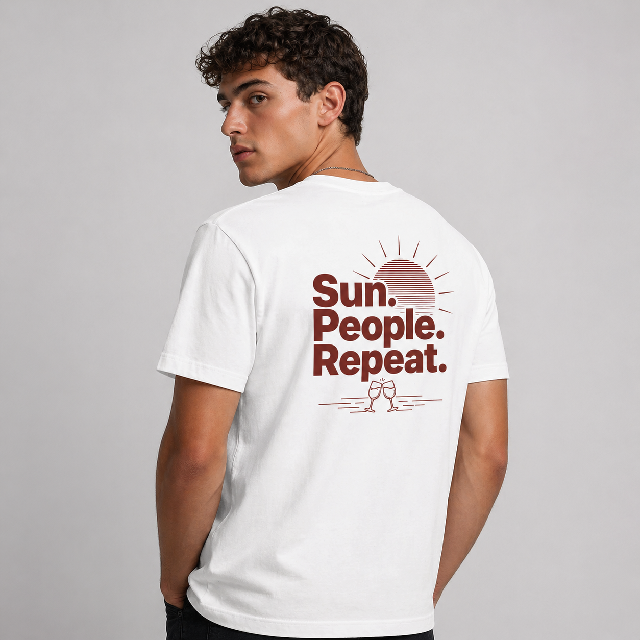 Unisex Oversized T-Shirt mit Print „Sun. People. Repeat.“ aus recycelter Baumwolle